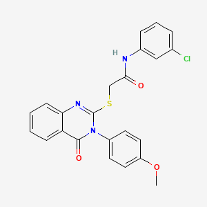 molecular formula C23H18ClN3O3S B12019028 N-(3-chlorophenyl)-2-{[3-(4-methoxyphenyl)-4-oxo-3,4-dihydroquinazolin-2-yl]sulfanyl}acetamide 