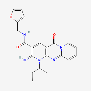 molecular formula C21H21N5O3 B12019037 7-butan-2-yl-N-(furan-2-ylmethyl)-6-imino-2-oxo-1,7,9-triazatricyclo[8.4.0.03,8]tetradeca-3(8),4,9,11,13-pentaene-5-carboxamide CAS No. 510733-41-2