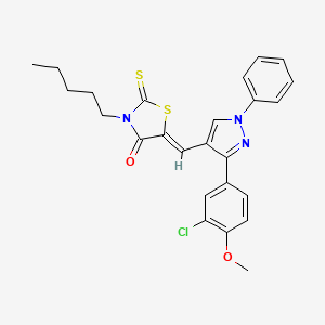 molecular formula C25H24ClN3O2S2 B12019048 (5Z)-5-{[3-(3-Chloro-4-methoxyphenyl)-1-phenyl-1H-pyrazol-4-YL]methylene}-3-pentyl-2-thioxo-1,3-thiazolidin-4-one CAS No. 624724-57-8