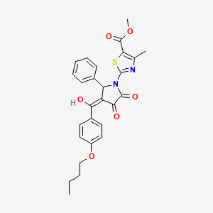 molecular formula C27H26N2O6S B12019059 Methyl 2-(3-(4-butoxybenzoyl)-4-hydroxy-5-oxo-2-phenyl-2,5-dihydro-1H-pyrrol-1-yl)-4-methylthiazole-5-carboxylate CAS No. 609796-45-4