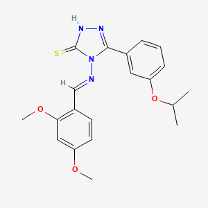 molecular formula C20H22N4O3S B12019092 4-{[(E)-(2,4-Dimethoxyphenyl)methylidene]amino}-5-(3-isopropoxyphenyl)-4H-1,2,4-triazole-3-thiol 