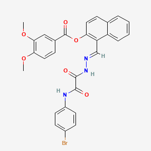 molecular formula C28H22BrN3O6 B12019097 1-((2-(2-((4-Bromophenyl)amino)-2-oxoacetyl)hydrazono)methyl)naphthalen-2-yl 3,4-dimethoxybenzoate CAS No. 765305-16-6