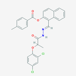 molecular formula C28H22Cl2N2O4 B12019138 [1-[(E)-[2-(2,4-dichlorophenoxy)propanoylhydrazinylidene]methyl]naphthalen-2-yl] 4-methylbenzoate 