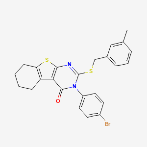 molecular formula C24H21BrN2OS2 B12019140 3-(4-bromophenyl)-2-[(3-methylbenzyl)sulfanyl]-5,6,7,8-tetrahydro[1]benzothieno[2,3-d]pyrimidin-4(3H)-one 