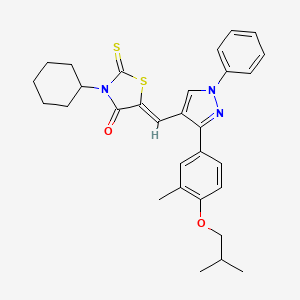 molecular formula C30H33N3O2S2 B12019144 (5Z)-3-cyclohexyl-5-{[3-(4-isobutoxy-3-methylphenyl)-1-phenyl-1H-pyrazol-4-yl]methylene}-2-thioxo-1,3-thiazolidin-4-one CAS No. 623934-92-9