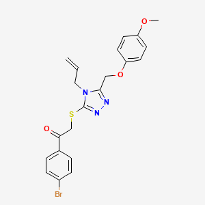 molecular formula C21H20BrN3O3S B12019159 2-({4-Allyl-5-[(4-methoxyphenoxy)methyl]-4H-1,2,4-triazol-3-YL}sulfanyl)-1-(4-bromophenyl)ethanone CAS No. 618441-21-7