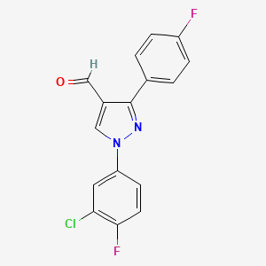 molecular formula C16H9ClF2N2O B12019177 1-(3-Chloro-4-fluorophenyl)-3-(4-fluorophenyl)-1H-pyrazole-4-carbaldehyde 