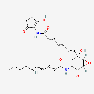 molecular formula C31H38N2O7 B1201920 N-[5-hydroxy-5-[7-[(2-hydroxy-5-oxocyclopenten-1-yl)amino]-7-oxohepta-1,3,5-trienyl]-2-oxo-7-oxabicyclo[4.1.0]hept-3-en-3-yl]-2,4,6-trimethyldeca-2,4-dienamide 