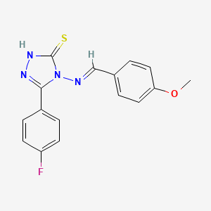 molecular formula C16H13FN4OS B12019204 5-(4-Fluorophenyl)-4-((4-methoxybenzylidene)amino)-4H-1,2,4-triazole-3-thiol CAS No. 676485-19-1