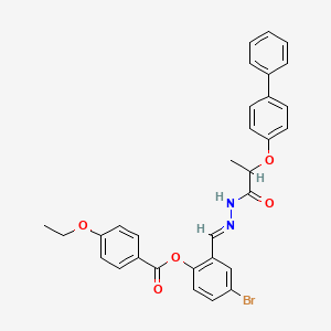 molecular formula C31H27BrN2O5 B12019217 [4-bromo-2-[(E)-[2-(4-phenylphenoxy)propanoylhydrazinylidene]methyl]phenyl] 4-ethoxybenzoate CAS No. 765287-67-0