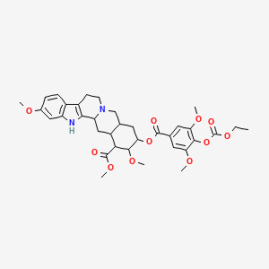 molecular formula C35H42N2O11 B1201922 Methyl reserpate, 4-ethoxycarbonyl-3,5-dimethoxybenzoic acid ester 