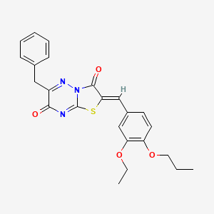 molecular formula C24H23N3O4S B12019223 6-Benzyl-2-(3-ethoxy-4-propoxybenzylidene)-2H-thiazolo[3,2-b][1,2,4]triazine-3,7-dione CAS No. 617694-38-9