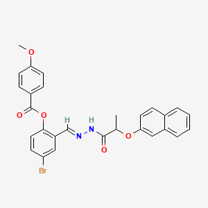 molecular formula C28H23BrN2O5 B12019234 4-BR-2-(2-(2-(2-Naphthyloxy)propanoyl)carbohydrazonoyl)phenyl 4-methoxybenzoate CAS No. 764710-47-6