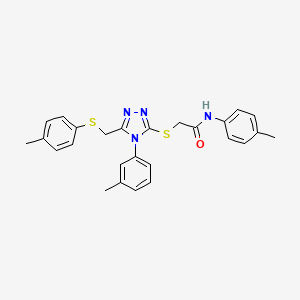 molecular formula C26H26N4OS2 B12019235 N-(p-Tolyl)-2-((4-(m-tolyl)-5-((p-tolylthio)methyl)-4H-1,2,4-triazol-3-yl)thio)acetamide CAS No. 539811-17-1