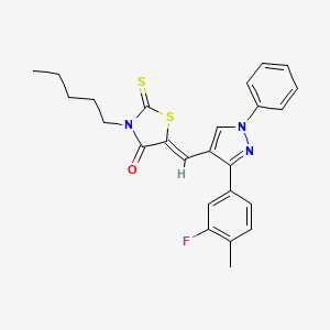molecular formula C25H24FN3OS2 B12019254 (5Z)-5-{[3-(3-fluoro-4-methylphenyl)-1-phenyl-1H-pyrazol-4-yl]methylene}-3-pentyl-2-thioxo-1,3-thiazolidin-4-one CAS No. 623939-82-2