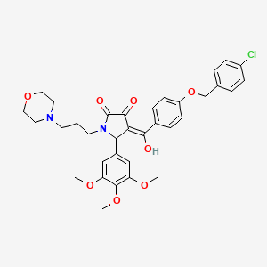 molecular formula C34H37ClN2O8 B12019282 4-({4-[(4-chlorobenzyl)oxy]phenyl}carbonyl)-3-hydroxy-1-[3-(morpholin-4-yl)propyl]-5-(3,4,5-trimethoxyphenyl)-1,5-dihydro-2H-pyrrol-2-one 