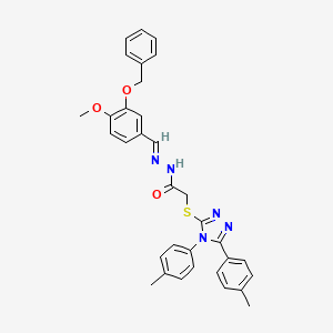 molecular formula C33H31N5O3S B12019341 N'-{(E)-[3-(benzyloxy)-4-methoxyphenyl]methylidene}-2-{[4,5-bis(4-methylphenyl)-4H-1,2,4-triazol-3-yl]sulfanyl}acetohydrazide 