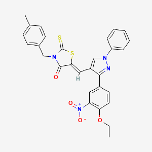 molecular formula C29H24N4O4S2 B12019533 5-((3-(4-Ethoxy-3-nitrophenyl)-1-phenyl-1H-pyrazol-4-yl)methylene)-3-(4-methylbenzyl)-2-thioxothiazolidin-4-one CAS No. 623935-55-7