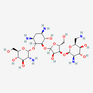 (2S,3S,4R,5R,6R)-5-amino-2-(aminomethyl)-6-[(2R,3S,4R)-5-[(1R,3S,5R,6S)-3,5-diamino-2-[(2S,3R,4R,5S,6R)-3-amino-4,5-dihydroxy-6-(hydroxymethyl)oxan-2-yl]oxy-6-hydroxycyclohexyl]oxy-4-hydroxy-2-(hydroxymethyl)oxolan-3-yl]oxyoxane-3,4-diol