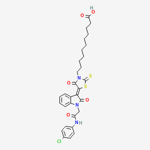 molecular formula C30H32ClN3O5S2 B12019548 11-[(5Z)-5-[1-[2-(4-chloroanilino)-2-oxoethyl]-2-oxoindol-3-ylidene]-4-oxo-2-sulfanylidene-1,3-thiazolidin-3-yl]undecanoic acid 