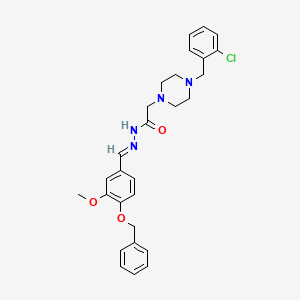 molecular formula C28H31ClN4O3 B12019579 N'-{(E)-[4-(Benzyloxy)-3-methoxyphenyl]methylidene}-2-[4-(2-chlorobenzyl)-1-piperazinyl]acetohydrazide 