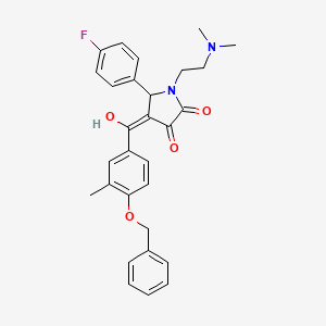 molecular formula C29H29FN2O4 B12019585 (4E)-4-{[4-(benzyloxy)-3-methylphenyl](hydroxy)methylidene}-1-[2-(dimethylamino)ethyl]-5-(4-fluorophenyl)pyrrolidine-2,3-dione 