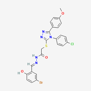 molecular formula C24H19BrClN5O3S B12019592 N'-[(E)-(5-bromo-2-hydroxyphenyl)methylidene]-2-{[4-(4-chlorophenyl)-5-(4-methoxyphenyl)-4H-1,2,4-triazol-3-yl]sulfanyl}acetohydrazide 