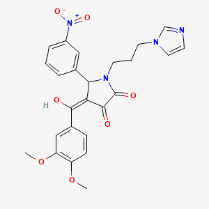 molecular formula C25H24N4O7 B12019665 4-(3,4-Dimethoxybenzoyl)-3-hydroxy-1-[3-(1H-imidazol-1-YL)propyl]-5-(3-nitrophenyl)-1,5-dihydro-2H-pyrrol-2-one CAS No. 618080-98-1