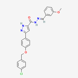 molecular formula C25H21ClN4O3 B12019706 5-(4-((4-Chlorobenzyl)oxy)phenyl)-N'-(3-methoxybenzylidene)-1H-pyrazole-3-carbohydrazide CAS No. 634896-45-0