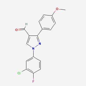molecular formula C17H12ClFN2O2 B12019712 1-(3-Chloro-4-fluorophenyl)-3-(4-methoxyphenyl)-1H-pyrazole-4-carbaldehyde CAS No. 618098-85-4
