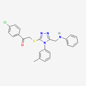 molecular formula C24H21ClN4OS B12019728 1-(4-Chlorophenyl)-2-((5-((phenylamino)methyl)-4-(m-tolyl)-4H-1,2,4-triazol-3-yl)thio)ethanone CAS No. 618441-40-0