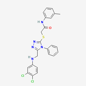 molecular formula C24H21Cl2N5OS B12019734 2-({5-[(3,4-Dichloroanilino)methyl]-4-phenyl-4H-1,2,4-triazol-3-YL}sulfanyl)-N-(3-methylphenyl)acetamide CAS No. 539809-59-1