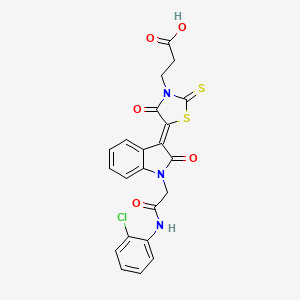 molecular formula C22H16ClN3O5S2 B12019745 3-[(5Z)-5-[1-[2-(2-chloroanilino)-2-oxoethyl]-2-oxoindol-3-ylidene]-4-oxo-2-sulfanylidene-1,3-thiazolidin-3-yl]propanoic acid 