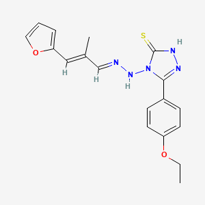 molecular formula C18H19N5O2S B12019755 5-(4-Ethoxyphenyl)-4-(2-(3-(furan-2-yl)-2-methylallylidene)hydrazinyl)-4H-1,2,4-triazole-3-thiol CAS No. 624725-18-4