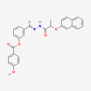 molecular formula C28H24N2O5 B12019763 3-(2-(2-(2-Naphthyloxy)propanoyl)carbohydrazonoyl)phenyl 4-methoxybenzoate CAS No. 765276-69-5