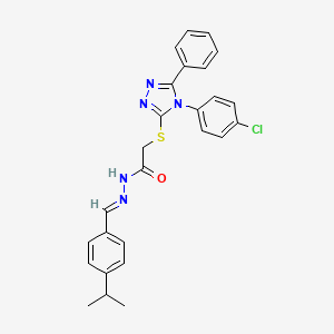 molecular formula C26H24ClN5OS B12019946 2-{[4-(4-chlorophenyl)-5-phenyl-4H-1,2,4-triazol-3-yl]sulfanyl}-N'-{(E)-[4-(propan-2-yl)phenyl]methylidene}acetohydrazide 