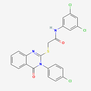 molecular formula C22H14Cl3N3O2S B12019960 2-{[3-(4-chlorophenyl)-4-oxo-3,4-dihydroquinazolin-2-yl]sulfanyl}-N-(3,5-dichlorophenyl)acetamide 
