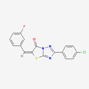 molecular formula C17H9ClFN3OS B12019974 (5E)-2-(4-chlorophenyl)-5-(3-fluorobenzylidene)[1,3]thiazolo[3,2-b][1,2,4]triazol-6(5H)-one 