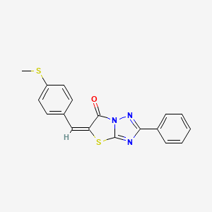 molecular formula C18H13N3OS2 B12019985 5-(4-(Methylthio)benzylidene)-2-phenylthiazolo[3,2-b][1,2,4]triazol-6(5H)-one CAS No. 606961-97-1