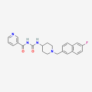molecular formula C23H23FN4O2 B1202000 N-(((1-((6-Fluoro-2-naphthalenyl)methyl)-4-piperidinyl)amino)carbonyl)-3-pyridinecarboxamide CAS No. 110763-25-2