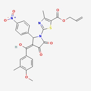 molecular formula C27H23N3O8S B12020161 prop-2-en-1-yl 2-{3-hydroxy-4-[(4-methoxy-3-methylphenyl)carbonyl]-5-(4-nitrophenyl)-2-oxo-2,5-dihydro-1H-pyrrol-1-yl}-4-methyl-1,3-thiazole-5-carboxylate 