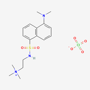 molecular formula C17H26ClN3O6S B1202017 (1-Dimethylaminonaphthalene-5-sulfonamidoethyl)trimethylammonium perchlorate CAS No. 33423-98-2