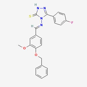molecular formula C23H19FN4O2S B12020196 4-({(E)-[4-(Benzyloxy)-3-methoxyphenyl]methylidene}amino)-5-(4-fluorophenyl)-4H-1,2,4-triazole-3-thiol 