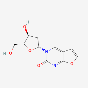 molecular formula C11H12N2O5 B1202028 3-[(2R,4S,5R)-4-hydroxy-5-(hydroxymethyl)tetrahydrofuran-2-yl]furo[2,3-d]pyrimidin-2-one 