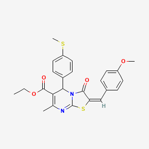 molecular formula C25H24N2O4S2 B12020410 Ethyl 2-(4-methoxybenzylidene)-7-methyl-5-(4-(methylthio)phenyl)-3-oxo-3,5-dihydro-2H-thiazolo[3,2-a]pyrimidine-6-carboxylate CAS No. 351516-48-8