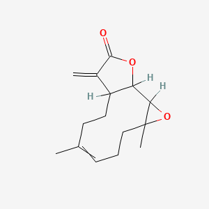 molecular formula C15H20O3 B1202049 4,8-Dimethyl-12-methylidene-3,14-dioxatricyclo[9.3.0.02,4]tetradec-7-en-13-one 