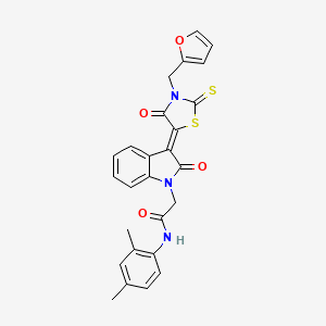 molecular formula C26H21N3O4S2 B12020661 N-(2,4-Dimethylphenyl)-2-{(3Z)-3-[3-(2-furylmethyl)-4-oxo-2-thioxo-1,3-thiazolidin-5-ylidene]-2-oxo-2,3-dihydro-1H-indol-1-YL}acetamide 