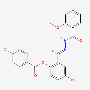 molecular formula C22H16BrClN2O4 B12020663 4-Bromo-2-(2-(2-methoxybenzoyl)carbohydrazonoyl)phenyl 4-chlorobenzoate CAS No. 764669-44-5