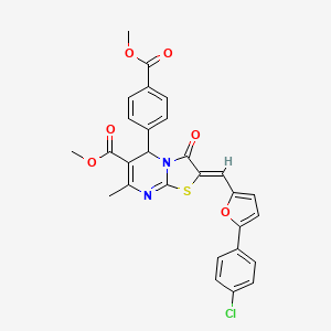molecular formula C28H21ClN2O6S B12020679 Methyl 2-((5-(4-chlorophenyl)furan-2-yl)methylene)-5-(4-(methoxycarbonyl)phenyl)-7-methyl-3-oxo-3,5-dihydro-2H-thiazolo[3,2-a]pyrimidine-6-carboxylate CAS No. 609794-97-0