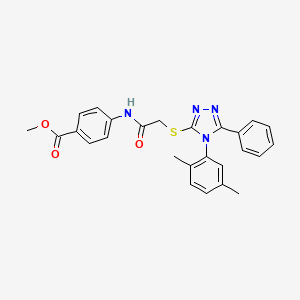 molecular formula C26H24N4O3S B12020825 methyl 4-[({[4-(2,5-dimethylphenyl)-5-phenyl-4H-1,2,4-triazol-3-yl]sulfanyl}acetyl)amino]benzoate CAS No. 538336-46-8
